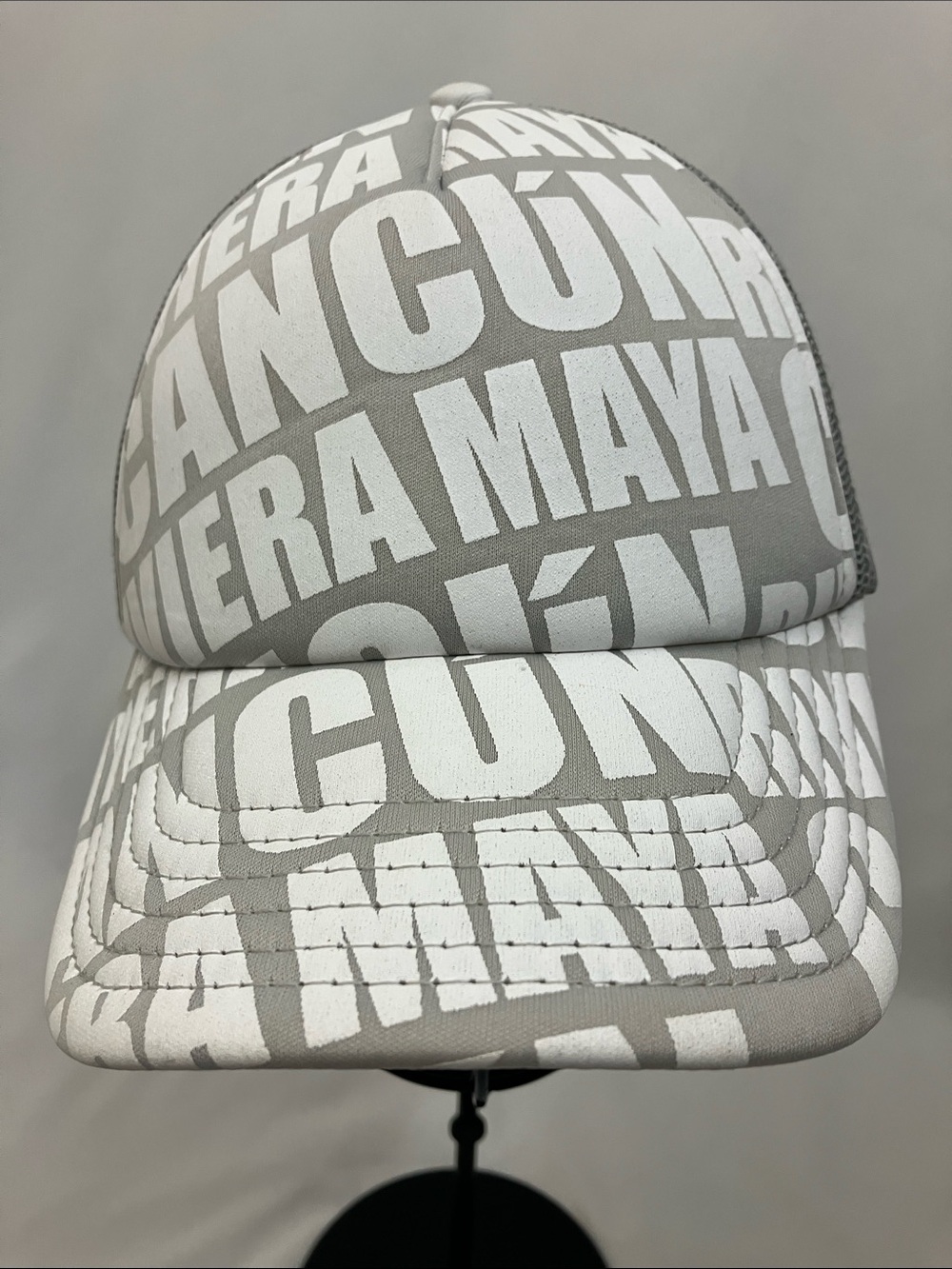 Banana Bay Grey & White Cancun  Mesh Trucker Hat One Size Fits All Adjustable